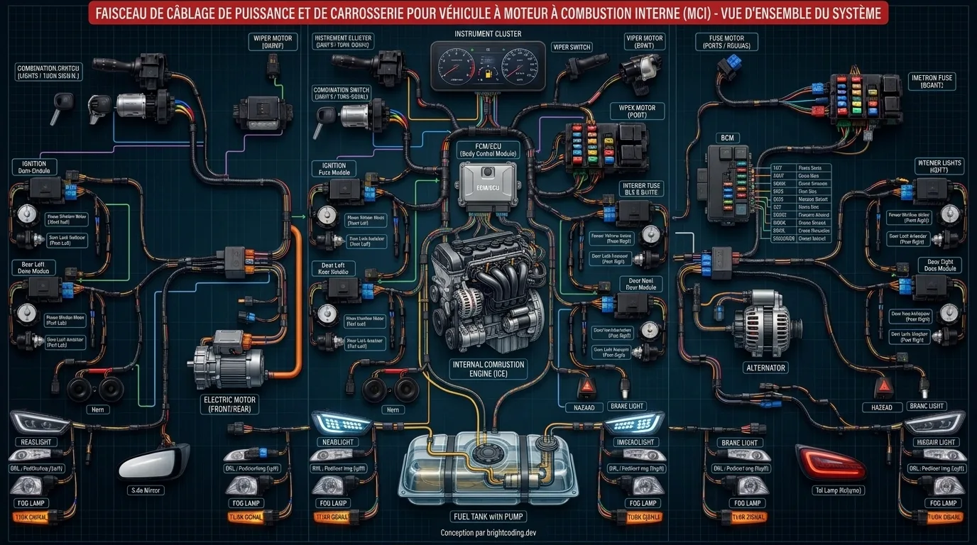 Comprendre le faisceau électrique d’une voiture à moteur thermique : alimentation, ECU, fusibles, BCM et équipements électriques